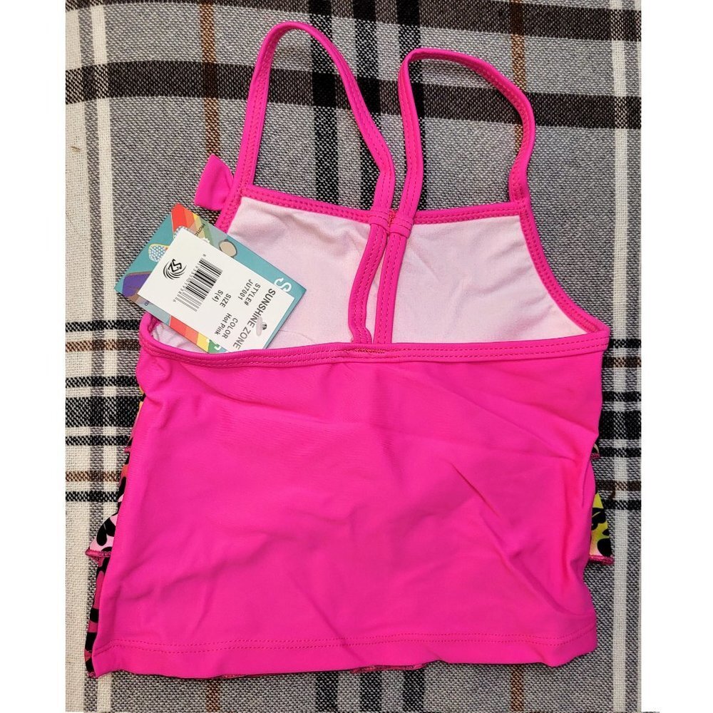 Girl Swim Suit, Sunshine Zone Hot Pink Tankini, 2-piece Hot Pink - Picture 3 of 5